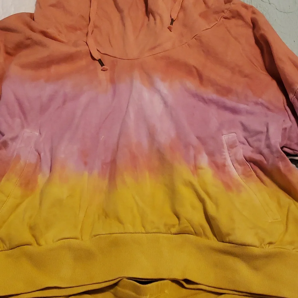 Tie-Dye Hooded Sweatshirt & Athletic Shorts Set - Pink, Yellow, Orange